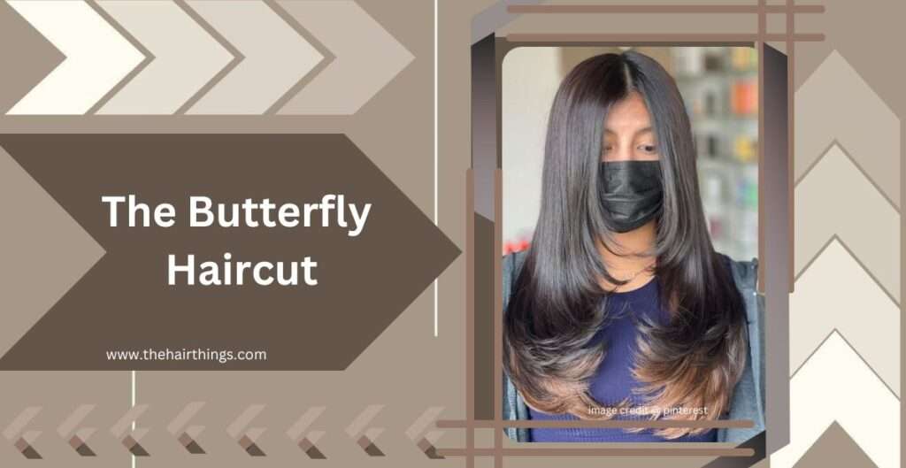 A photo of a woman with a butterfly haircut